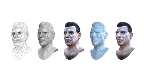 GTA 4 Characters Wireframe Render