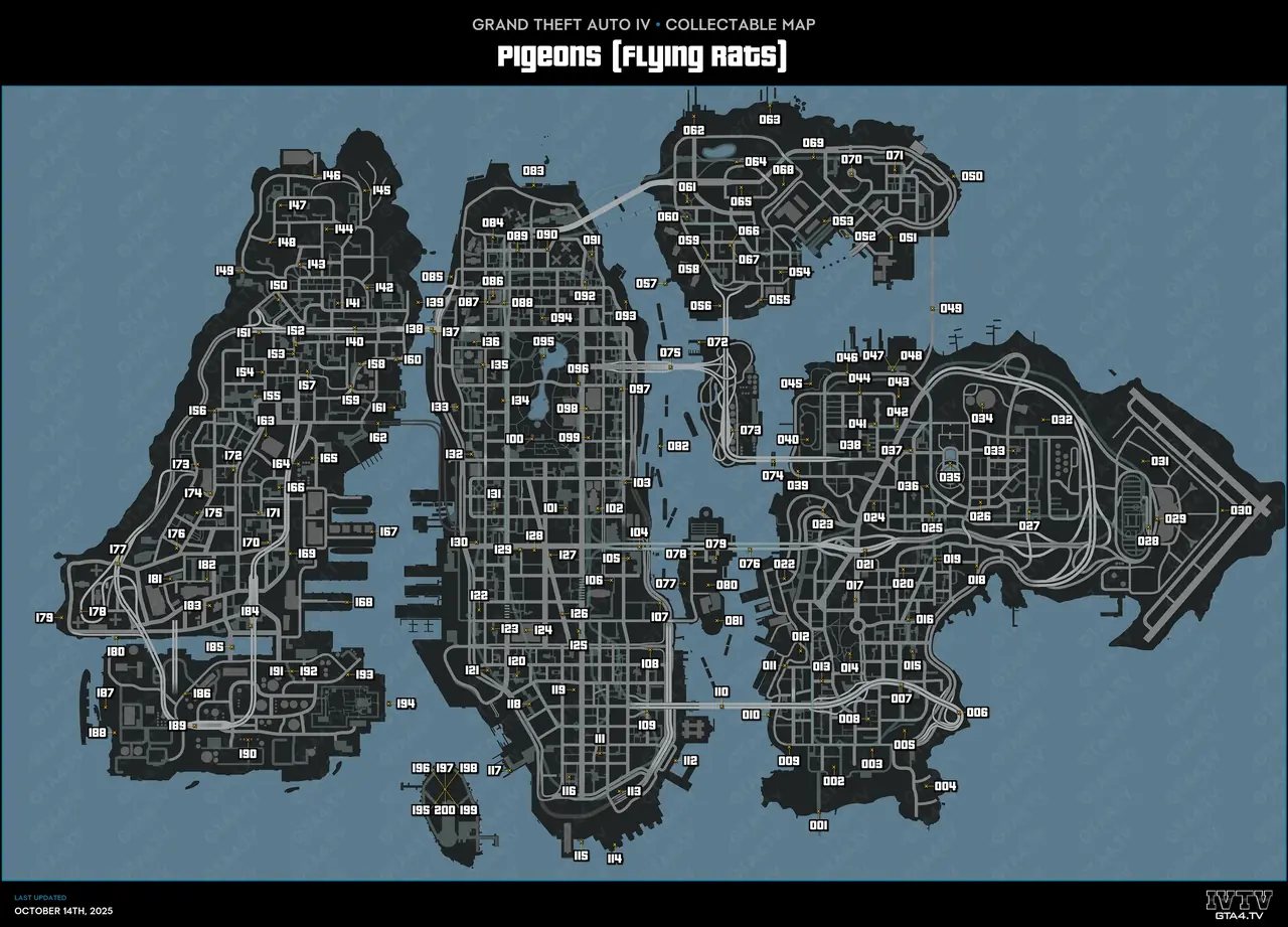 GTA IV Pigeons (Flying Rats) Map