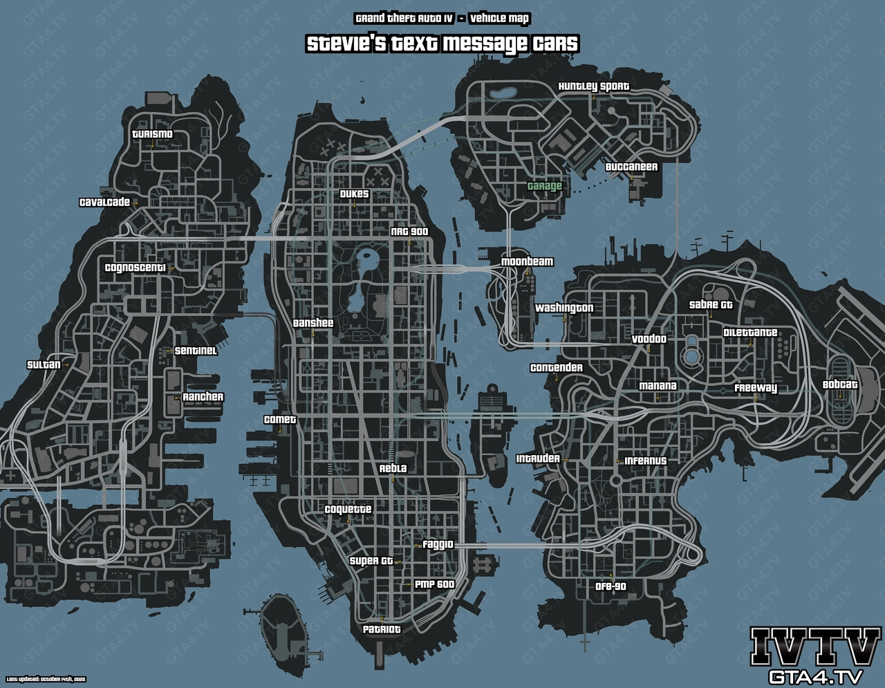 GTA IV Stevie's Text Message Cars Map
