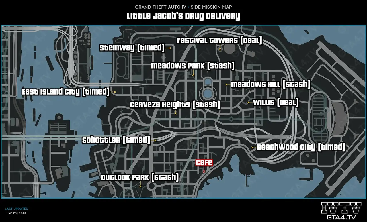 GTA IV Little Jacob's Drug Delivery Map