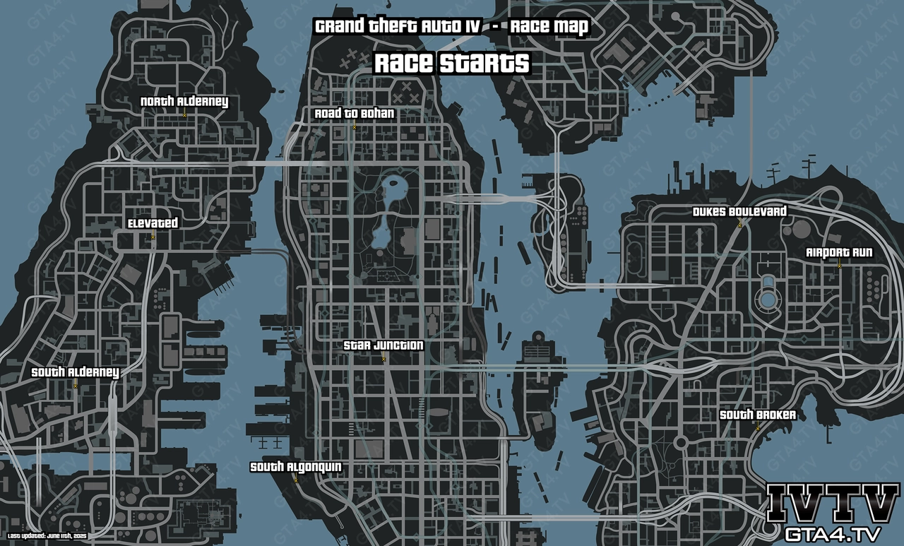 GTA IV Race Starts Map