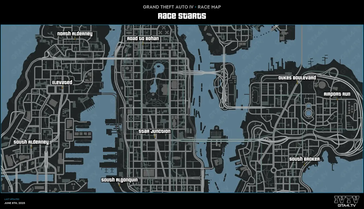 GTA IV Race Starts Map