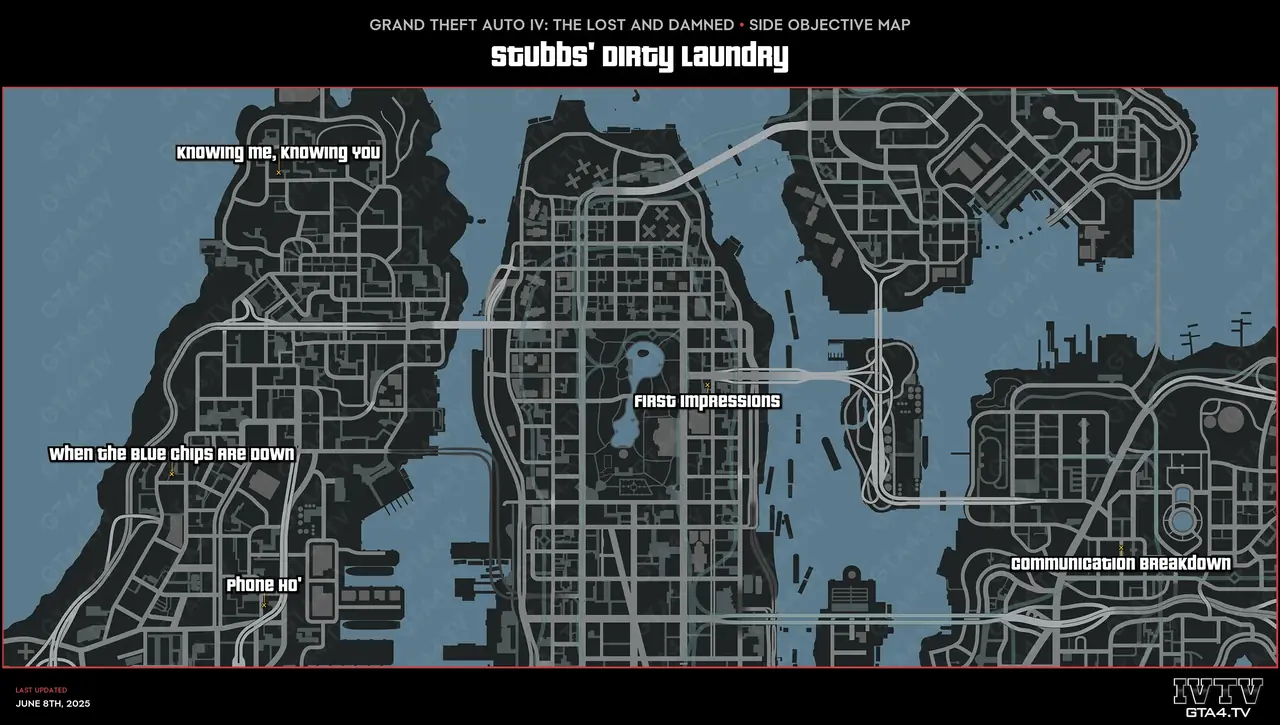 GTA IV: The Lost and Damned Stubbs' Dirty Laundry Map