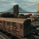 A train heads around the tracks towards the big city. | Views: 4303