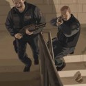 Artwork showing two cops with shotguns climbins the stairs. | Views: 3495